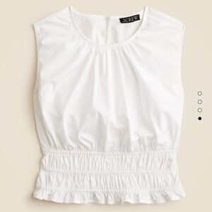 J. Crew White Sleeveless Smocked Top